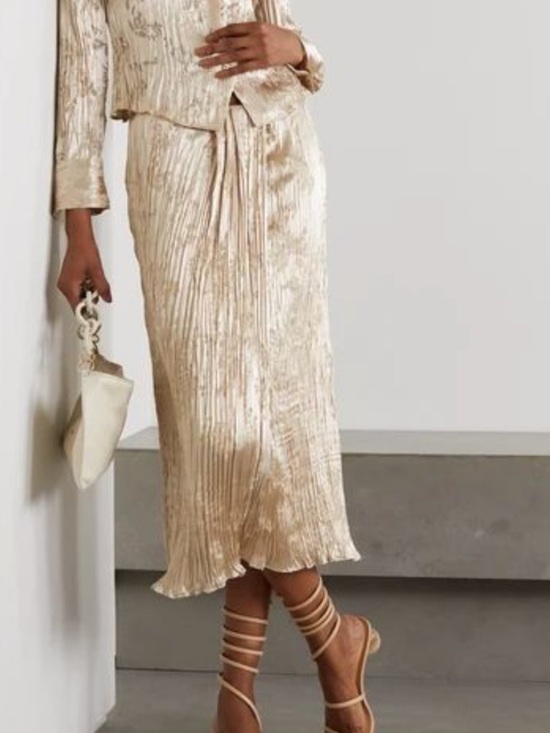 Vince Dresses & Skirts - Vince Burnout Silk Asymmetric Drape Midi Skirt in Cream Ivory